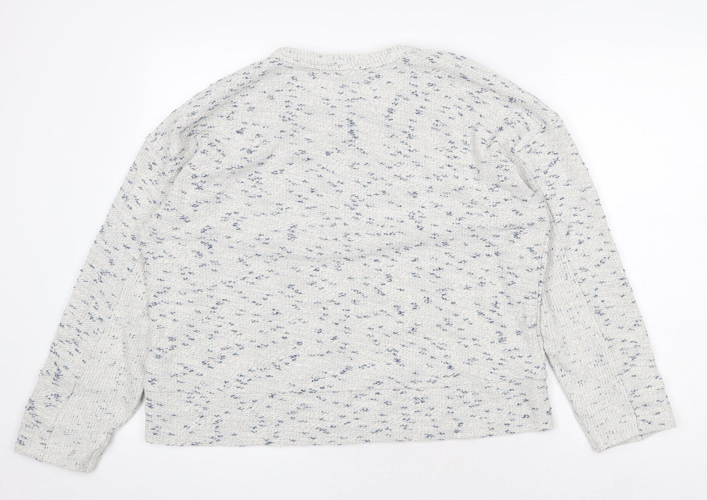 eseOese Womens White Round Neck Cotton Pullover Jumper Size L