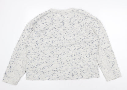 eseOese Womens White Round Neck Cotton Pullover Jumper Size L