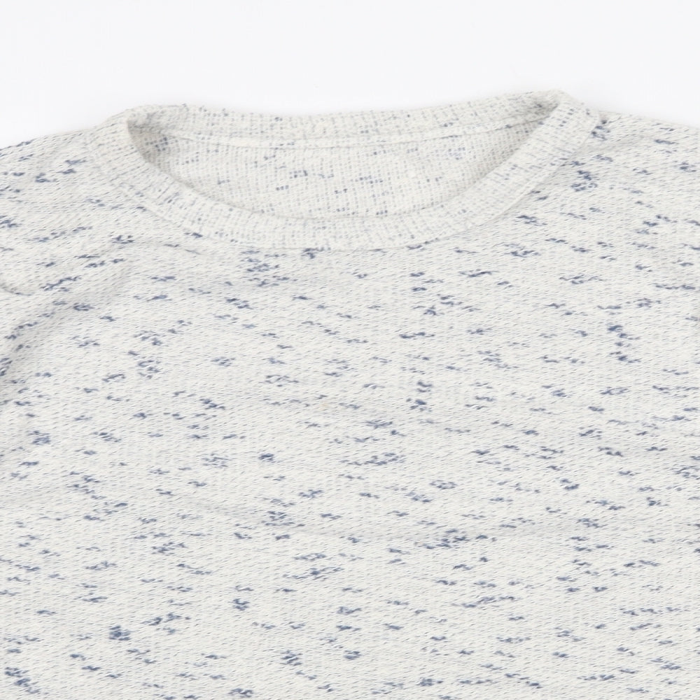 eseOese Womens White Round Neck Cotton Pullover Jumper Size L