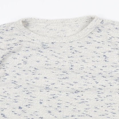 eseOese Womens White Round Neck Cotton Pullover Jumper Size L