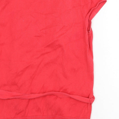 TU Womens Red Geometric 100% Cotton Basic Blouse Size 10 Scoop Neck - Layered