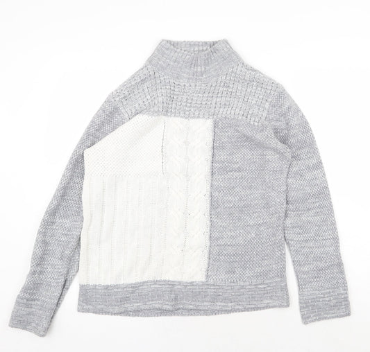 Damart Womens Grey High Neck Acrylic Pullover Jumper Size L