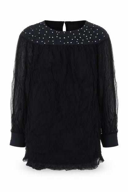 Preworn Womens Black Silk A-Line Size 8 Round Neck Hook & Eye