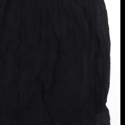 Preworn Womens Black Silk A-Line Size 8 Round Neck Hook & Eye
