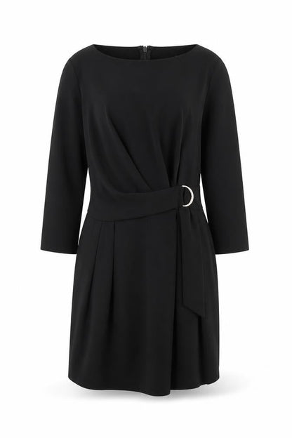 Miss Selfridge Womens Black Herringbone Polyester A-Line Size 8 Round Neck Zip