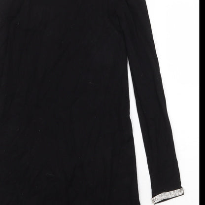 Warehouse Womens Black Viscose A-Line Size 10 Round Neck Hook & Eye - Cold Shoulder