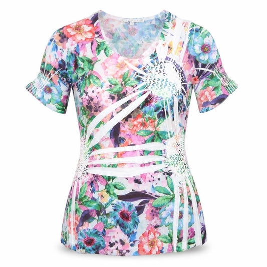 Womens UK Size S Lakeland Multicoloured Basic T-Shirt
