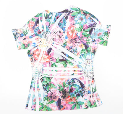Lakeland Womens Multicoloured Floral Polyester Basic T-Shirt Size S Scoop Neck