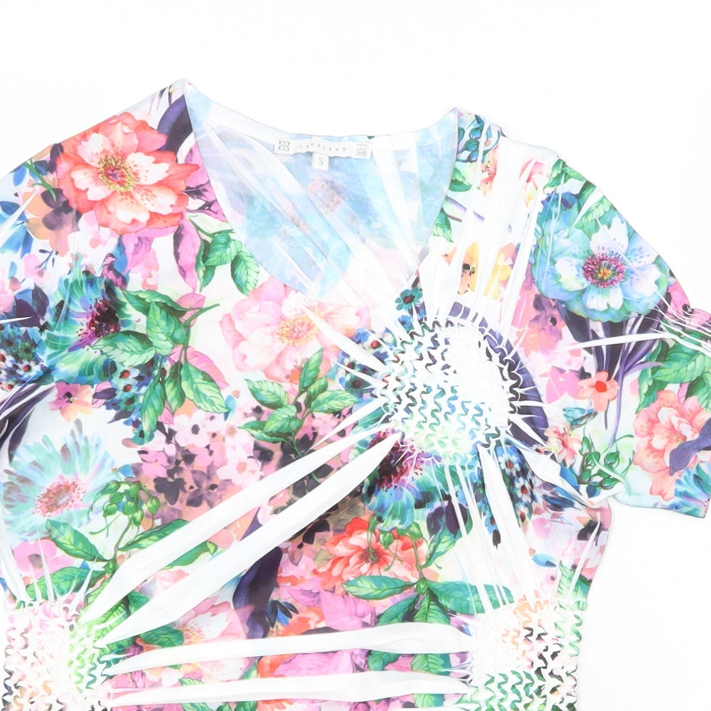 Lakeland Womens Multicoloured Floral Polyester Basic T-Shirt Size S Scoop Neck