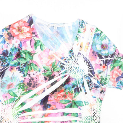 Lakeland Womens Multicoloured Floral Polyester Basic T-Shirt Size S Scoop Neck