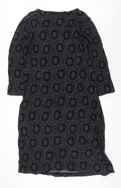 Adini Womens Grey Geometric Cotton Shift Size M Boat Neck Pullover