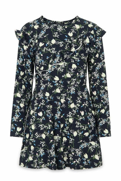 Topshop Womens Blue Floral Viscose A-Line Size 8 Round Neck Pullover