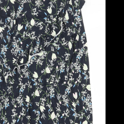 Topshop Womens Blue Floral Viscose A-Line Size 8 Round Neck Pullover