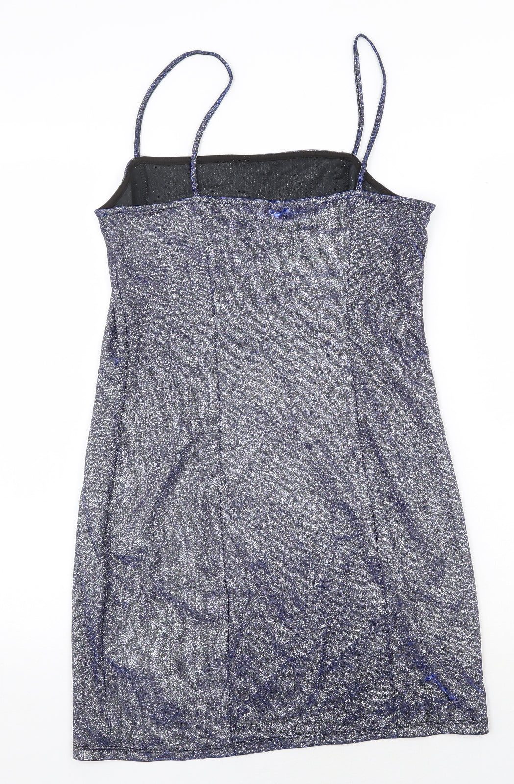H&M Womens Blue Polyester Mini Size M Square Neck Pullover