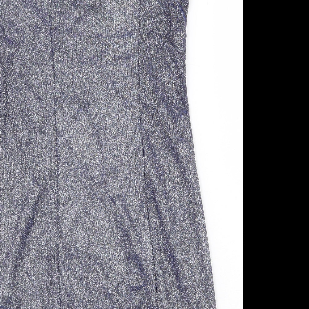 H&M Womens Blue Polyester Mini Size M Square Neck Pullover