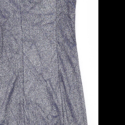 H&M Womens Blue Polyester Mini Size M Square Neck Pullover