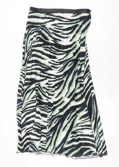 Sonder Studio Womens Multicoloured Animal Print Polyester Pleated Skirt Size 12 Zip - Zebra Pattern