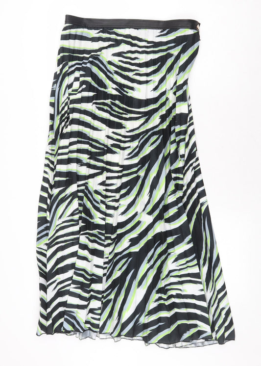 Sonder Studio Womens Multicoloured Animal Print Polyester Pleated Skirt Size 12 Zip - Zebra Pattern
