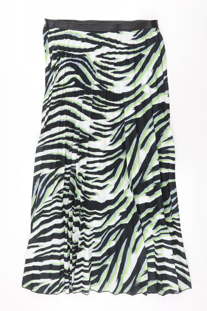 Sonder Studio Womens Multicoloured Animal Print Polyester Pleated Skirt Size 12 Zip - Zebra Pattern