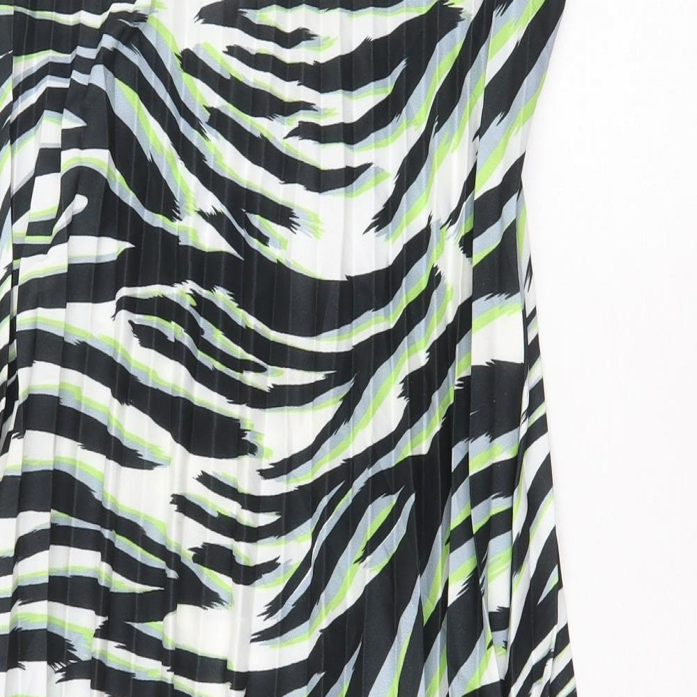 Sonder Studio Womens Multicoloured Animal Print Polyester Pleated Skirt Size 12 Zip - Zebra Pattern