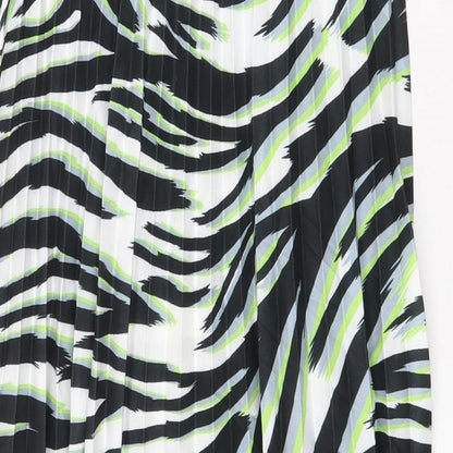 Sonder Studio Womens Multicoloured Animal Print Polyester Pleated Skirt Size 12 Zip - Zebra Pattern