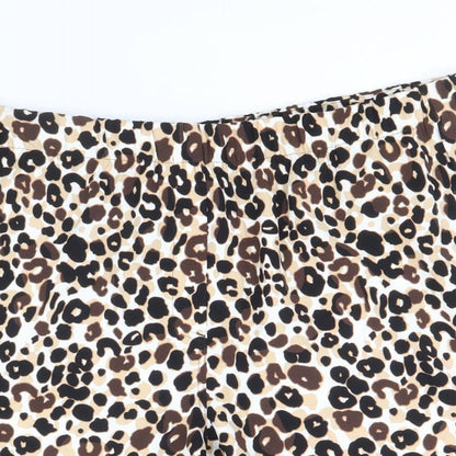 Marks and Spencer Womens Brown Animal Print Polyester Basic Shorts Size 24 Regular Pull On - Leopard Print