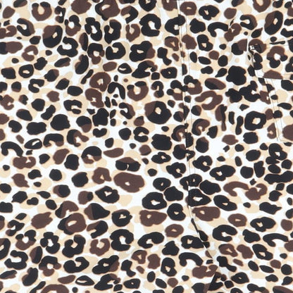 Marks and Spencer Womens Brown Animal Print Polyester Basic Shorts Size 24 Regular Pull On - Leopard Print