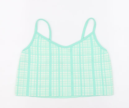 Primark Womens Green Plaid Acrylic Basic Tank Size S V-Neck