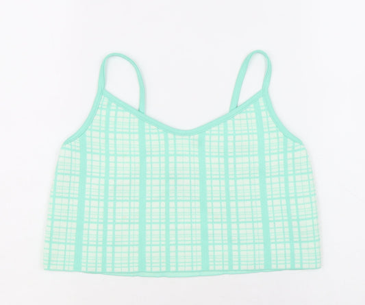 Primark Womens Green Plaid Acrylic Basic Tank Size S V-Neck