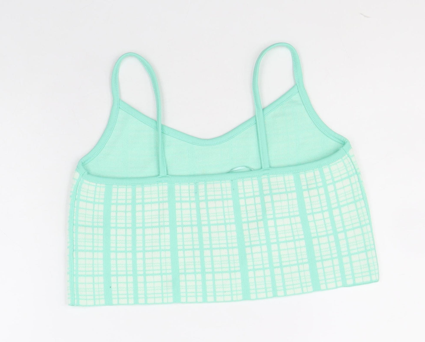 Primark Womens Green Plaid Acrylic Basic Tank Size S V-Neck