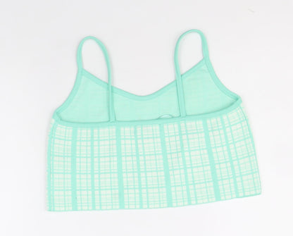 Primark Womens Green Plaid Acrylic Basic Tank Size S V-Neck