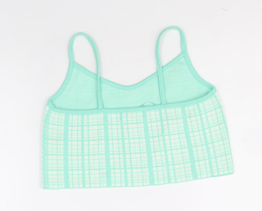 Primark Womens Green Plaid Acrylic Basic Tank Size S V-Neck