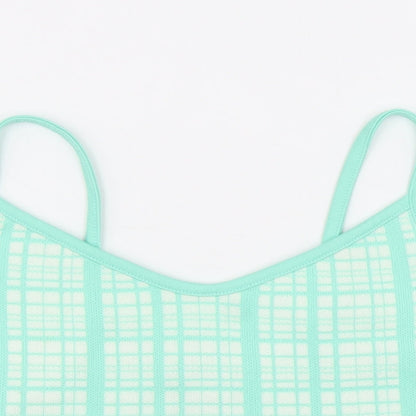 Primark Womens Green Plaid Acrylic Basic Tank Size S V-Neck