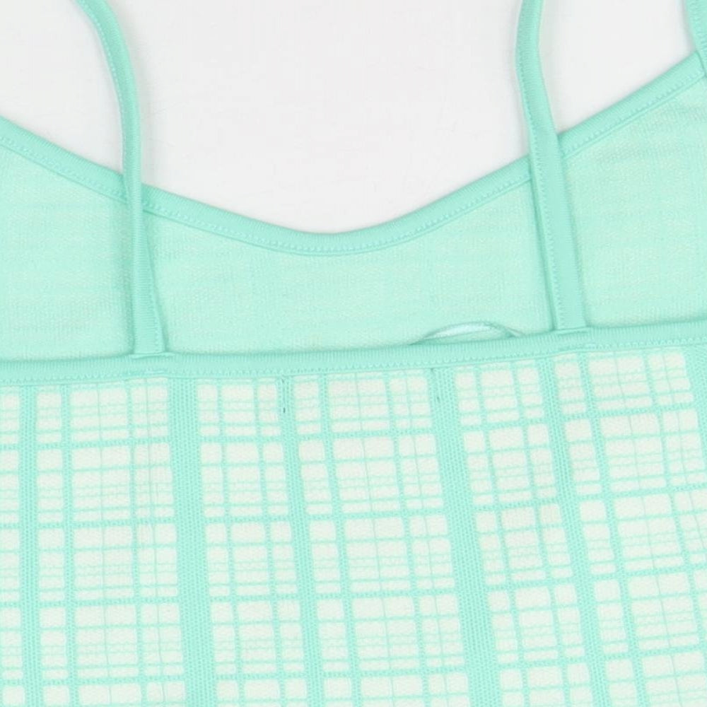 Primark Womens Green Plaid Acrylic Basic Tank Size S V-Neck