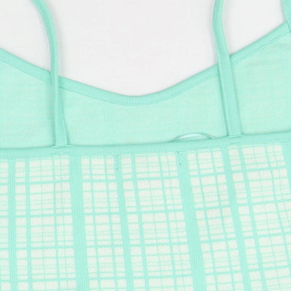 Primark Womens Green Plaid Acrylic Basic Tank Size S V-Neck