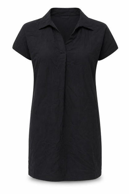 Marks and Spencer Womens Black Viscose Shirt Dress Size 10 V-Neck Pullover