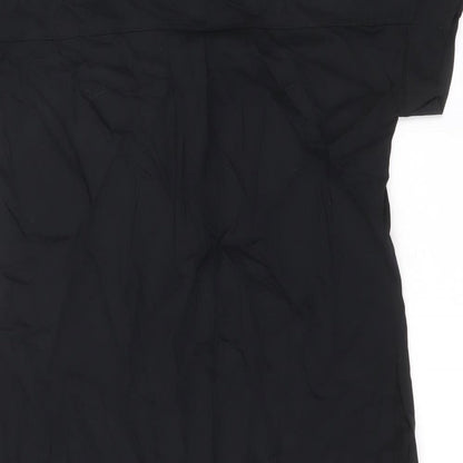 Marks and Spencer Womens Black Viscose Shirt Dress Size 10 V-Neck Pullover