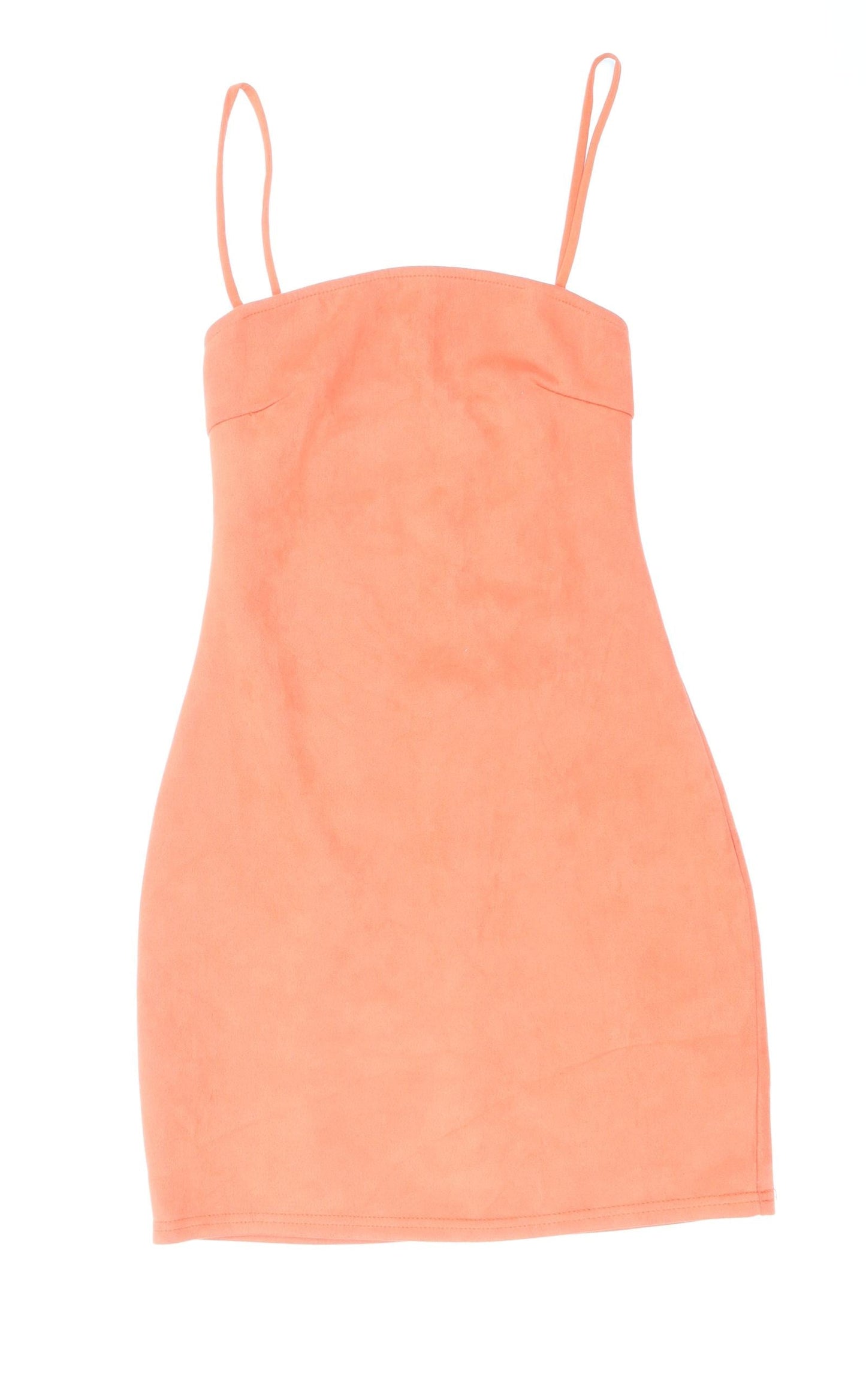 In the Style Womens Orange Polyester Slip Dress Size 8 Square Neck Tie