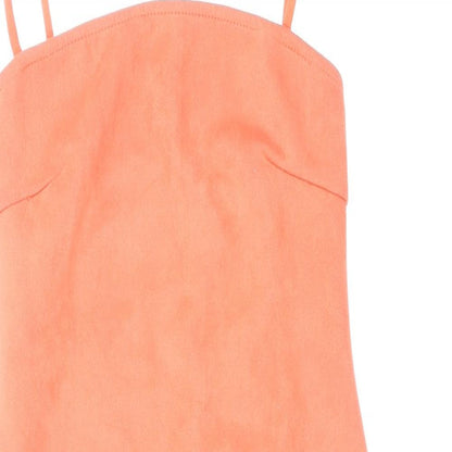 In the Style Womens Orange Polyester Slip Dress Size 8 Square Neck Tie