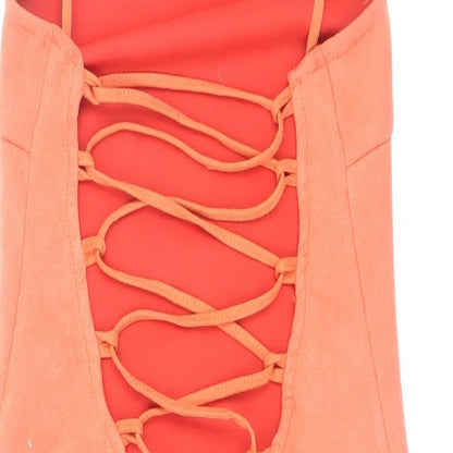 In the Style Womens Orange Polyester Slip Dress Size 8 Square Neck Tie