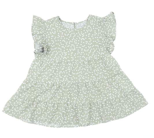 SheIn Womens Green Geometric Polyester Basic Blouse Size M Round Neck