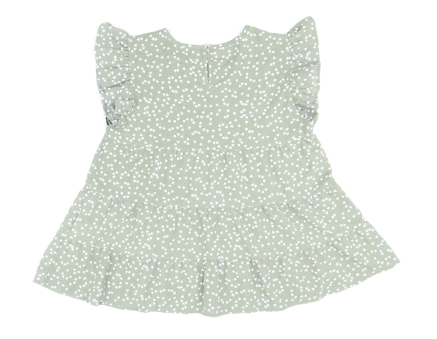 SheIn Womens Green Geometric Polyester Basic Blouse Size M Round Neck