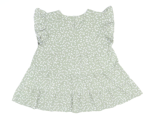 SheIn Womens Green Geometric Polyester Basic Blouse Size M Round Neck