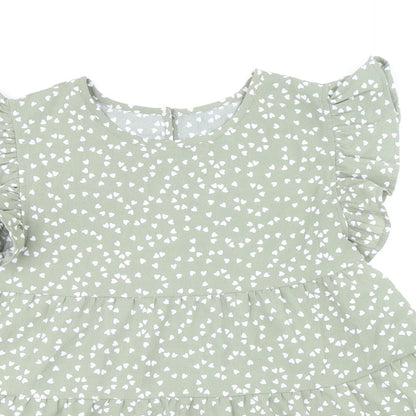 SheIn Womens Green Geometric Polyester Basic Blouse Size M Round Neck