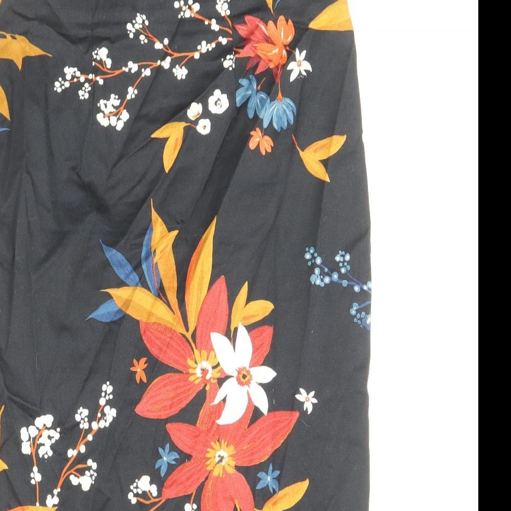 Marks and Spencer Womens Multicoloured Floral Cotton Straight & Pencil Skirt Size 10 Zip