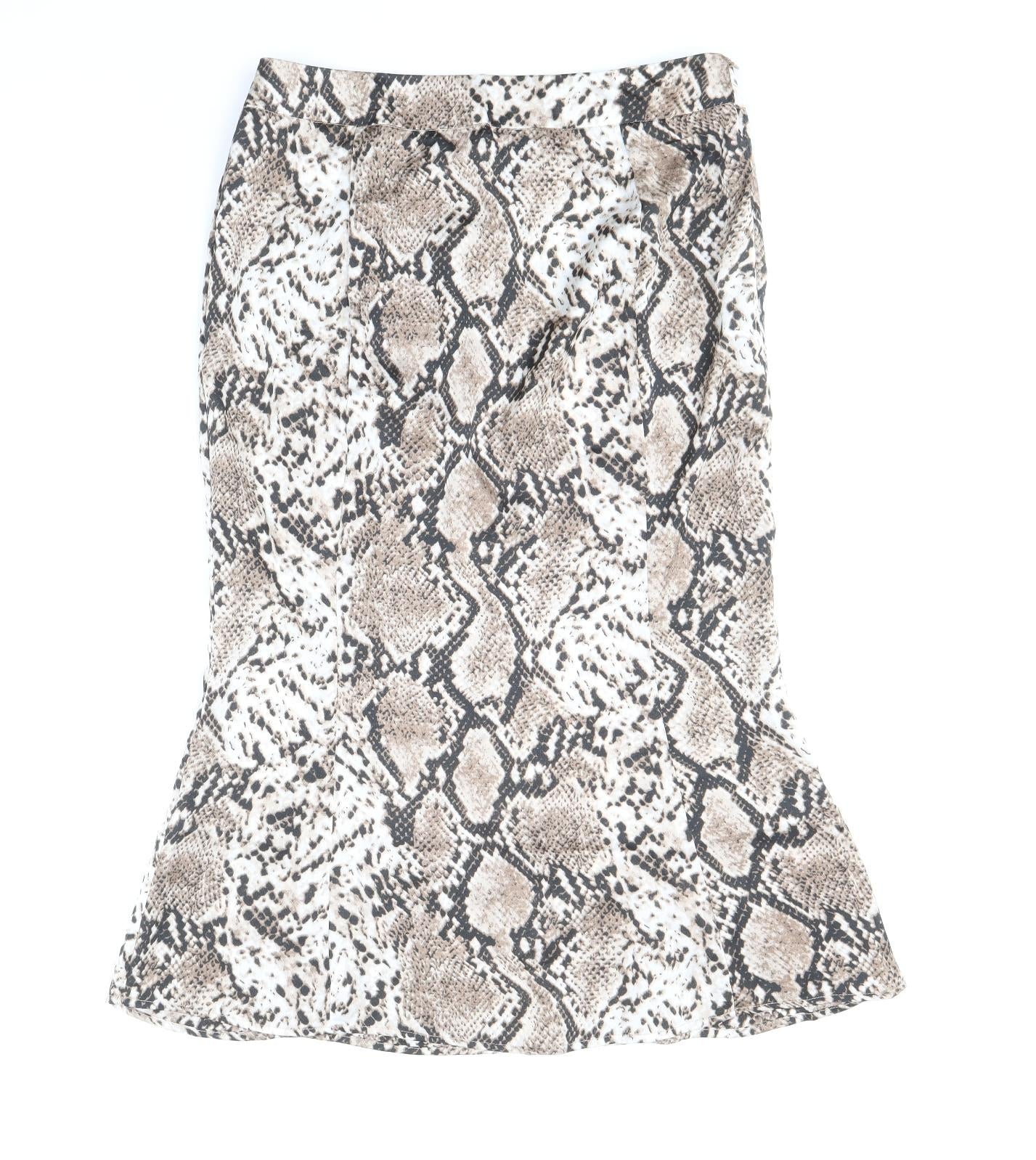 Studio Womens Brown Animal Print Polyester Trumpet Skirt Size 12 Zip - Snakeskin Pattern
