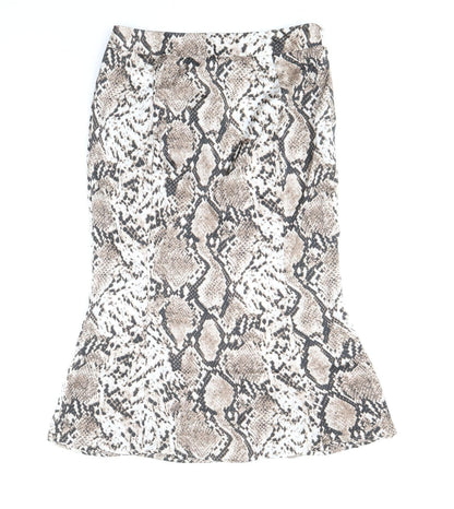 Studio Womens Brown Animal Print Polyester Trumpet Skirt Size 12 Zip - Snakeskin Pattern