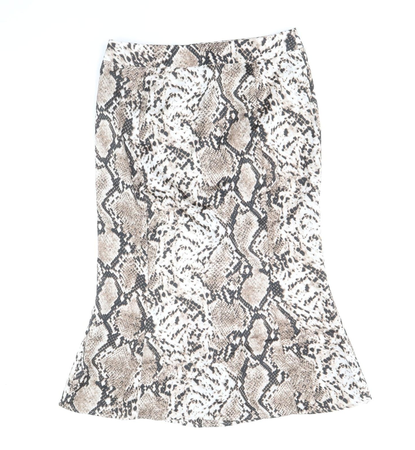 Studio Womens Brown Animal Print Polyester Trumpet Skirt Size 12 Zip - Snakeskin Pattern