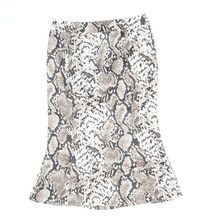 Studio Womens Brown Animal Print Polyester Trumpet Skirt Size 12 Zip - Snakeskin Pattern