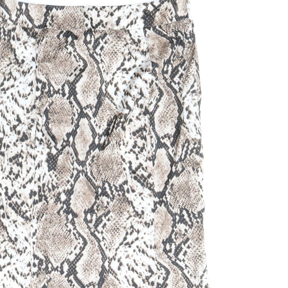 Studio Womens Brown Animal Print Polyester Trumpet Skirt Size 12 Zip - Snakeskin Pattern